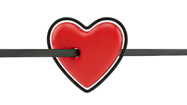Red Heart Pierced by Black Bar - Powered by Adobe