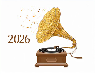 Vintager Gold Glitter Gramophone(2026)