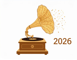 Vintager Gold Glitter Gramophone(2026)