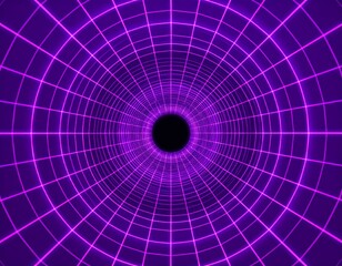 Quantum tunnel with LED wireframe and wormhole for cyber background. Speed art and vector for concept design