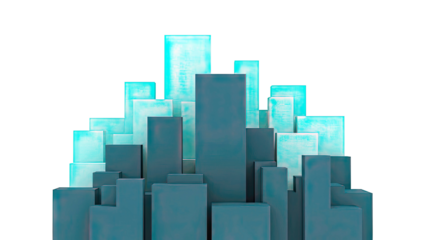 Abstract Geometric Cityscape with Teal and Turquoise Blocks