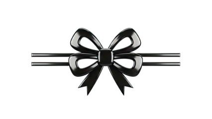 Black Glossy Bow Tie on White Background