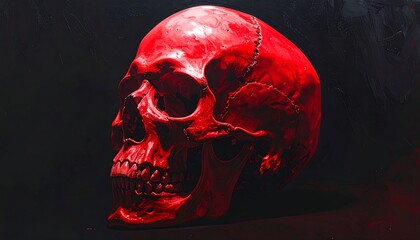 Crimson Skull - A Macabre Study in Red and Shadow.