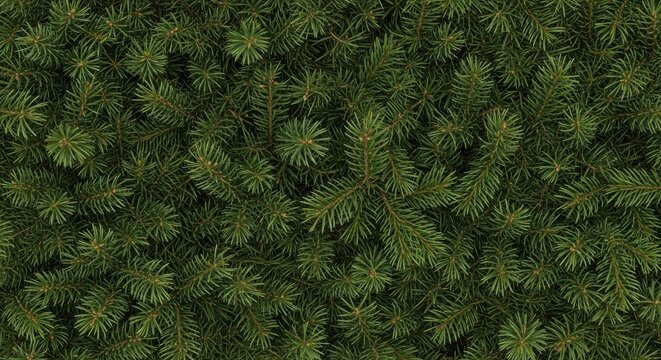 Dense evergreen tree branches with lush green needles