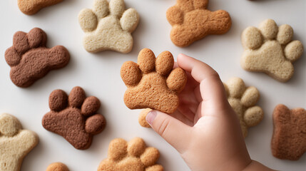 cute paw shaped cookies, handmade animal paw biscuits, cozy homemade cookie treat
