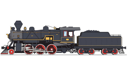 Classic steam locomotive with tender on white background © jaka-Stock