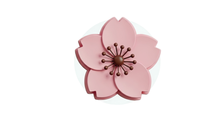 3D Render of a Pink Cherry Blossom Flower