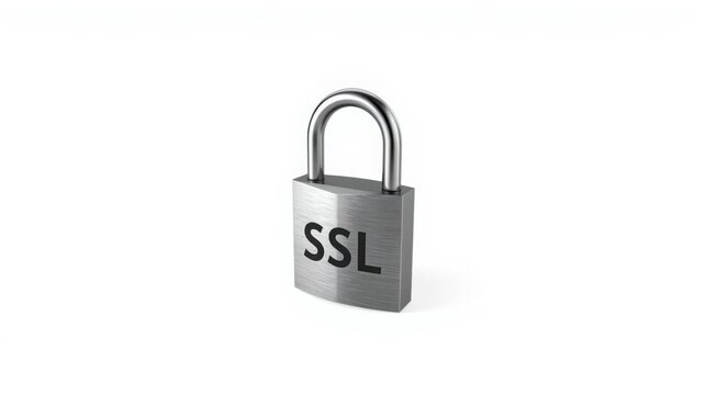 A detailed illustration of a secure browsing padlock with ssl on a white background representing online security and data protection with cybersecurity