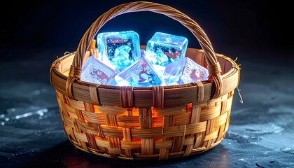 Colorful Glowing Ice Cubes Still Life
