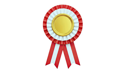 Gold Rosette Ribbon Award with Red and White Stripes