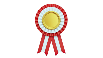 Gold Rosette Ribbon Award with Red and White Stripes