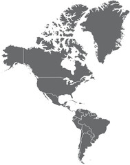 Map of North and South America simple vector illustration showing continents and countries isolated on white background for design © vector designer