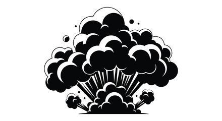 An impactful explosion depicted in black and white with dynamic cloud shapes a striking silhouette © MIRAJ02