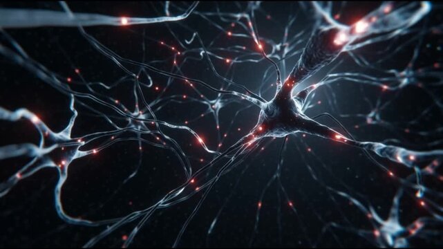 Burnout syndrome. Work stress. Emotional fatigue. Job overload. Psychological strain. Energy depletion. Coping mechanisms. Detailed view of a neuron with glowing connections