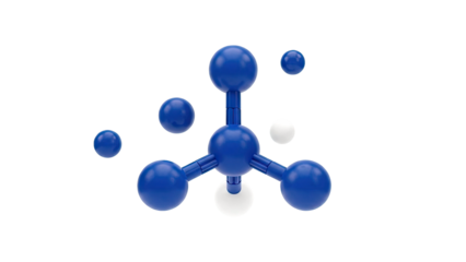 3D Model of a Molecular Structure with Blue and White Spheres