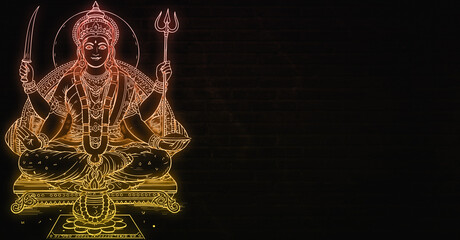 Neon Style Glowing Santoshi Maa Deity Illustration for Shukravar Vrat