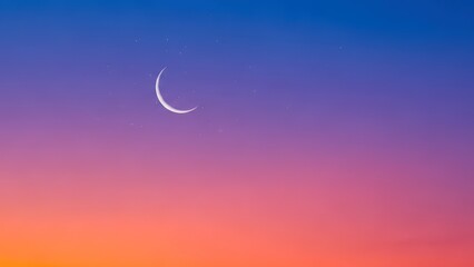 Crescent Moon in a Vibrant Twilight Sky.