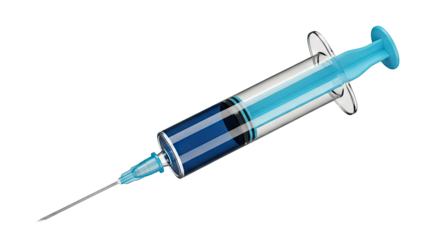 Medical Syringe with Blue Liquid