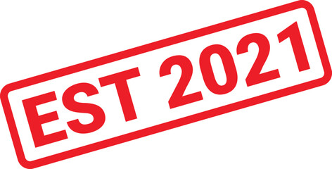 Red Establishment Stamp with EST 2021 Text on White Background
