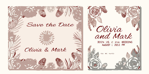 Floral save the date cards for olivia and mark s wedding announcement