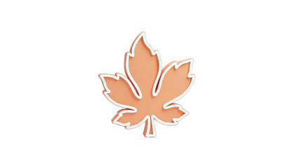 3D Rendered Orange Leaf Icon with White Outline