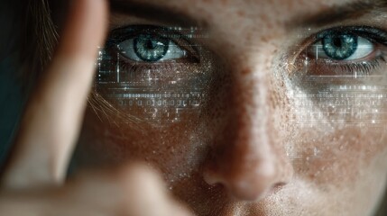 Person interacting with AI-powered smart camera or intelligent lens, automated photography innovation, machine vision concept, responsive imaging tech, real-time recognition feature