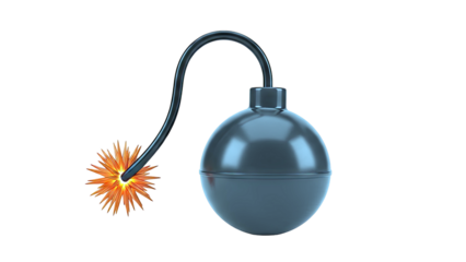 Cartoon Bomb with Burning Fuse