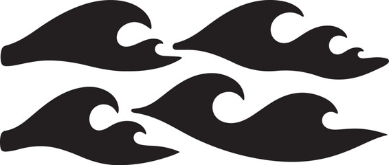 Obraz premium Black wave silhouettes on white background graphic design