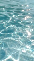 The water is a clear light blue gradient, resembling the sea. The water surface has a sparkling light effect