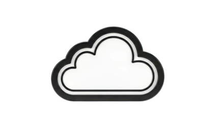 3D Cloud Icon with Black Outline