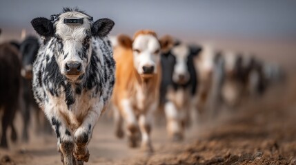 Robots herding livestock on smart farms, automated animal management, AI-driven agricultural robotics, connected farm technology, digital herding devices, smart livestock care solutions