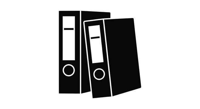 A simple graphic presentation of three black ring binder files a striking silhouette