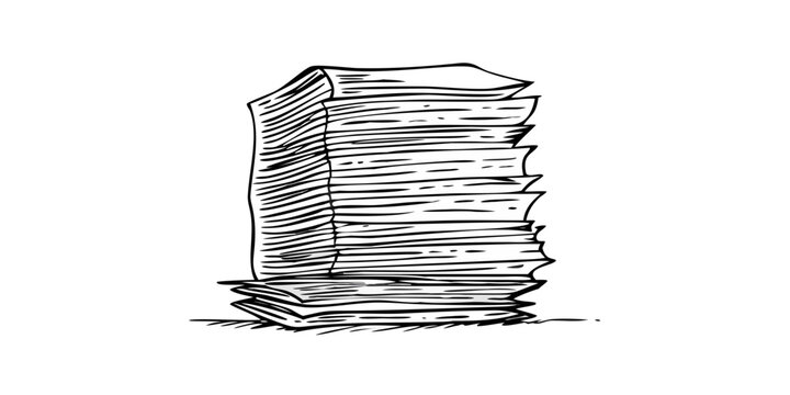 Abstract white sketch resembling stacked papers or a chaotic tower