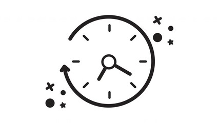 Minimalist clock design with circling arrows, ideal for time management concepts, business presentations, and educational materials on scheduling.