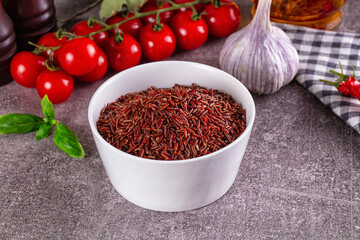 Asian organic red raw rice
