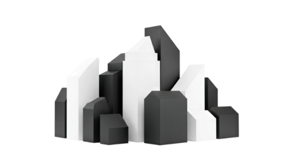 Abstract Black and White Geometric Cityscape Sculpture