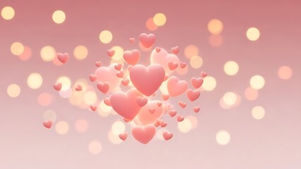 A burst of radiant hearts in a soft glow