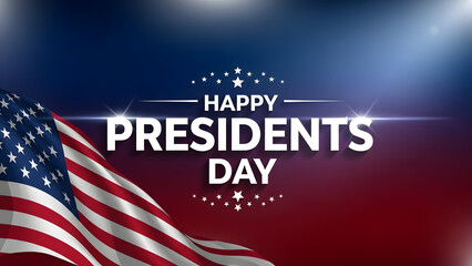 Happy presidents day patriotic background with american flag and sparkling star elements