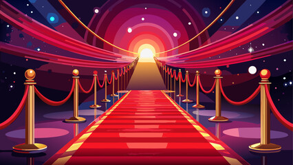 A red carpet with ropes and gold poles © Devili