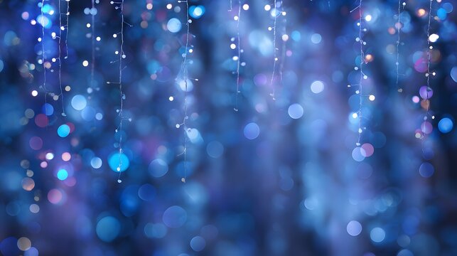 Blue and Gold Festive Light Bokeh Background Creating Elegant Holiday and Celebration Mood