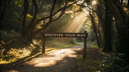 Discover Your Way Sign in Forest Sunlight