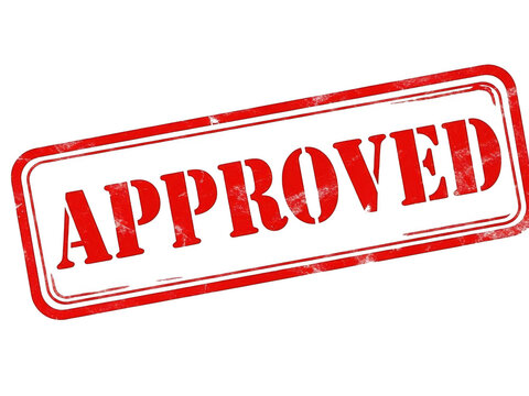 Official approval stamp marking document approval isolated on transparent background