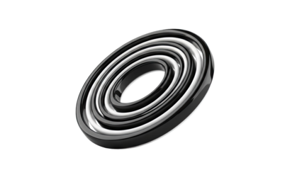 Abstract Black and White Oval Rings