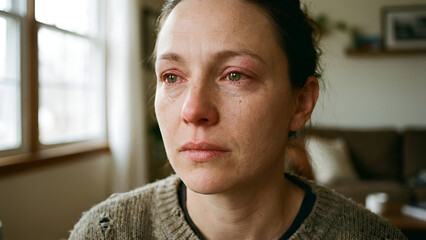 Capturing vulnerability emotional woman in a domestic environment