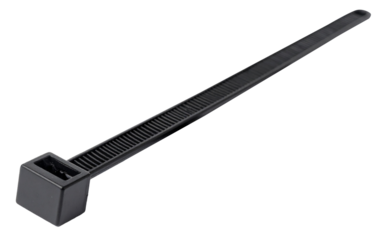 black plastic cable ties isolated on white background