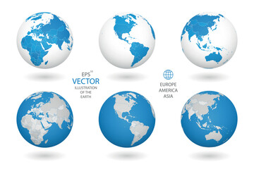 Earth illustration. Each country has its own autonomous border and background color fill, which gives the opportunity to select the desired part from the rest of the content. Objects are isolated. © Web Tools