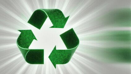 Green Recycle Symbol Radiating Light - Environmental Sustainability Concept.
