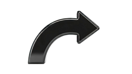 Glossy Black Curved Arrow