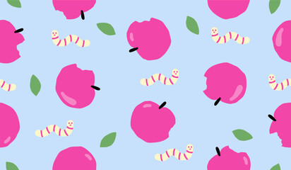 Cute apple fruits pattern background vector design