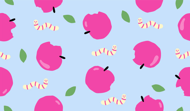 Cute apple fruits pattern background vector design